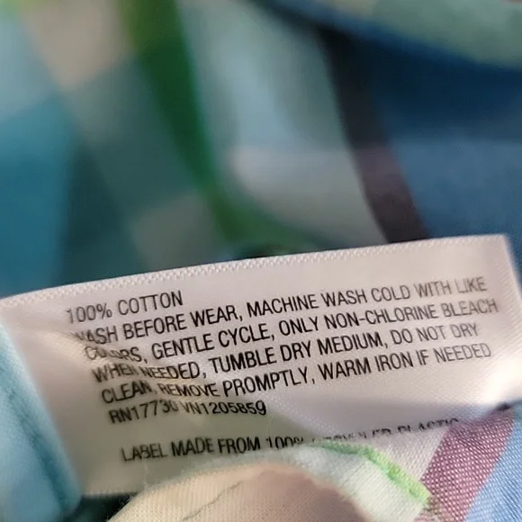 CAT & JACK Boy's Preppy Blue Green‎ Plaid Button Down Long Sleeve Shirt L 12/14 - Picture 4 of 7